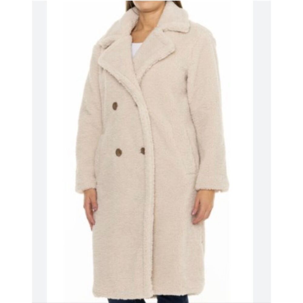 Bearpaw taupe Teddy Sherpa long cozy jacket size large